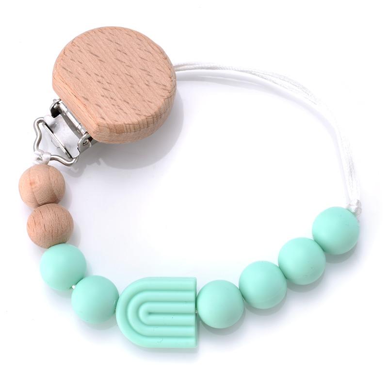 Baby Pacifier Clips Silicone Beads Wooden Crochet Ball Teething Ring Chain Nipple Clamp Dummy Holder Clip Chew Accessories