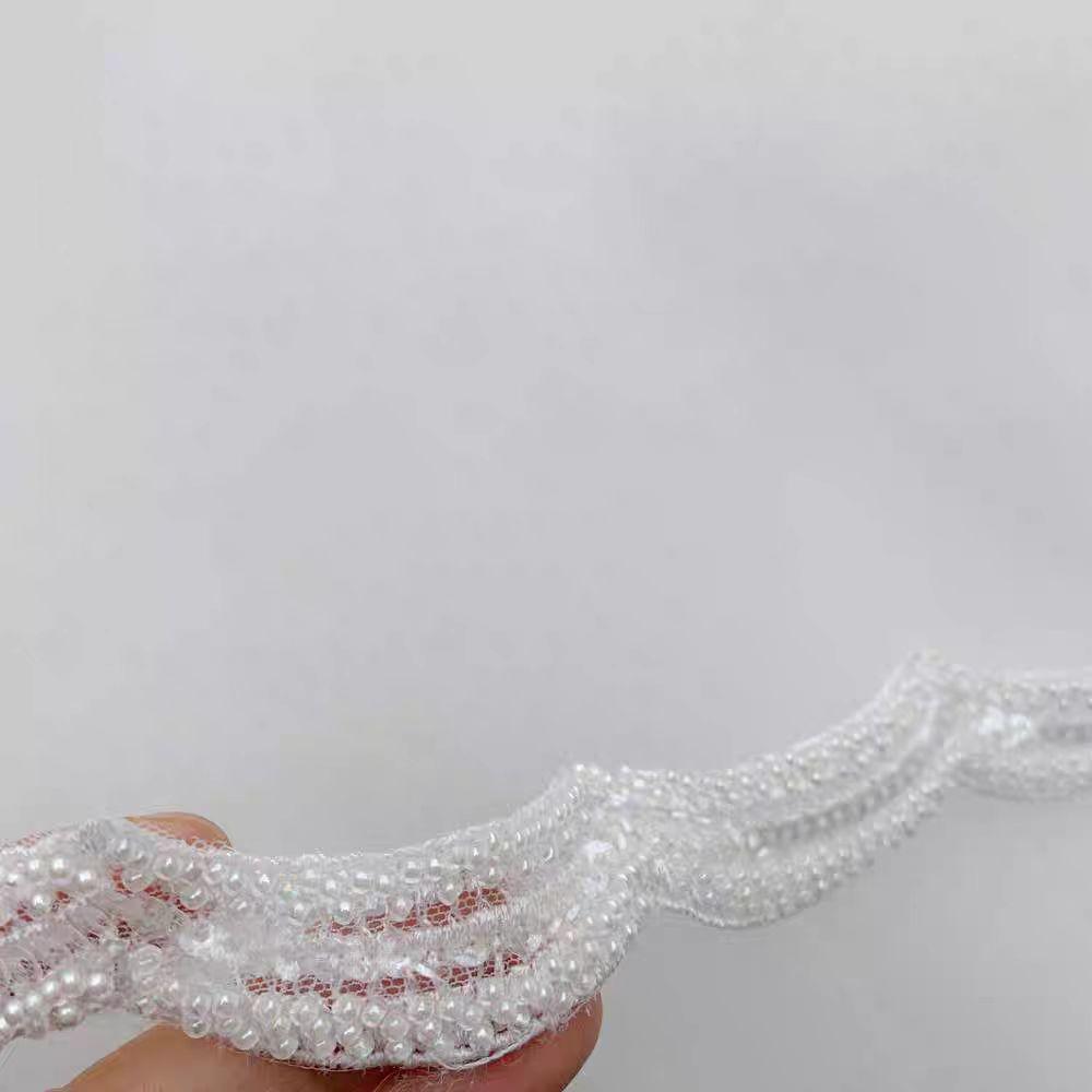 1Yard/91cm Luxury Beaded Embroidery Lace Ribbon DIY Wedding Dresses Sewing Decoration