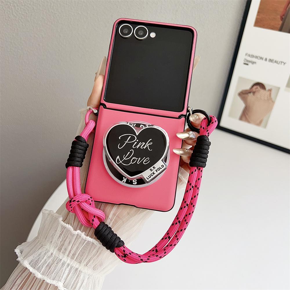 3 in 1 Detachable Magnetic Love Stand Wrist Strap Phone Case for Samsung Galaxy Flip7 Flip6 Z Flip 3 4 5 6 7 FE Protective Cover