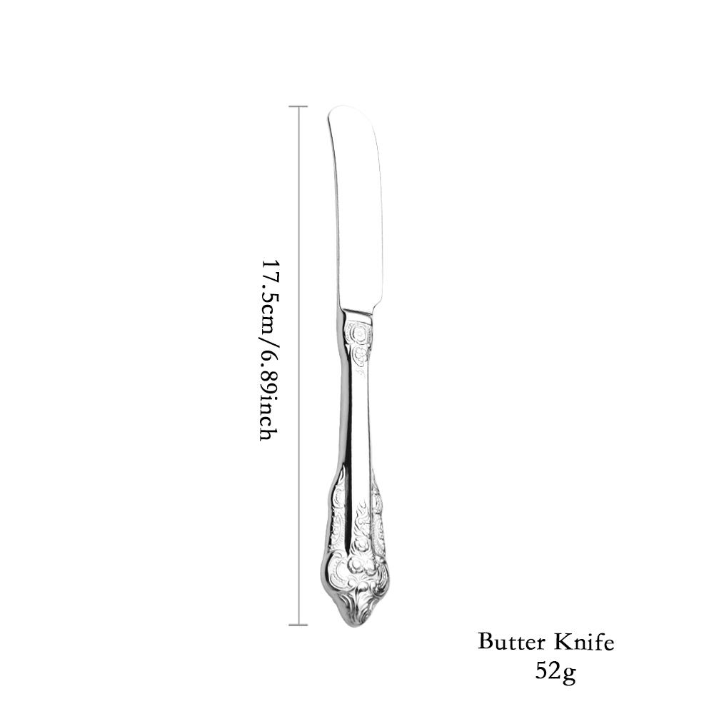 Vintage Western Gold Plated Cutlery Dining Knife Fruit Fork Teaspoon Butter Knife Set Luxury Dinnerware Engraving Tableware Set