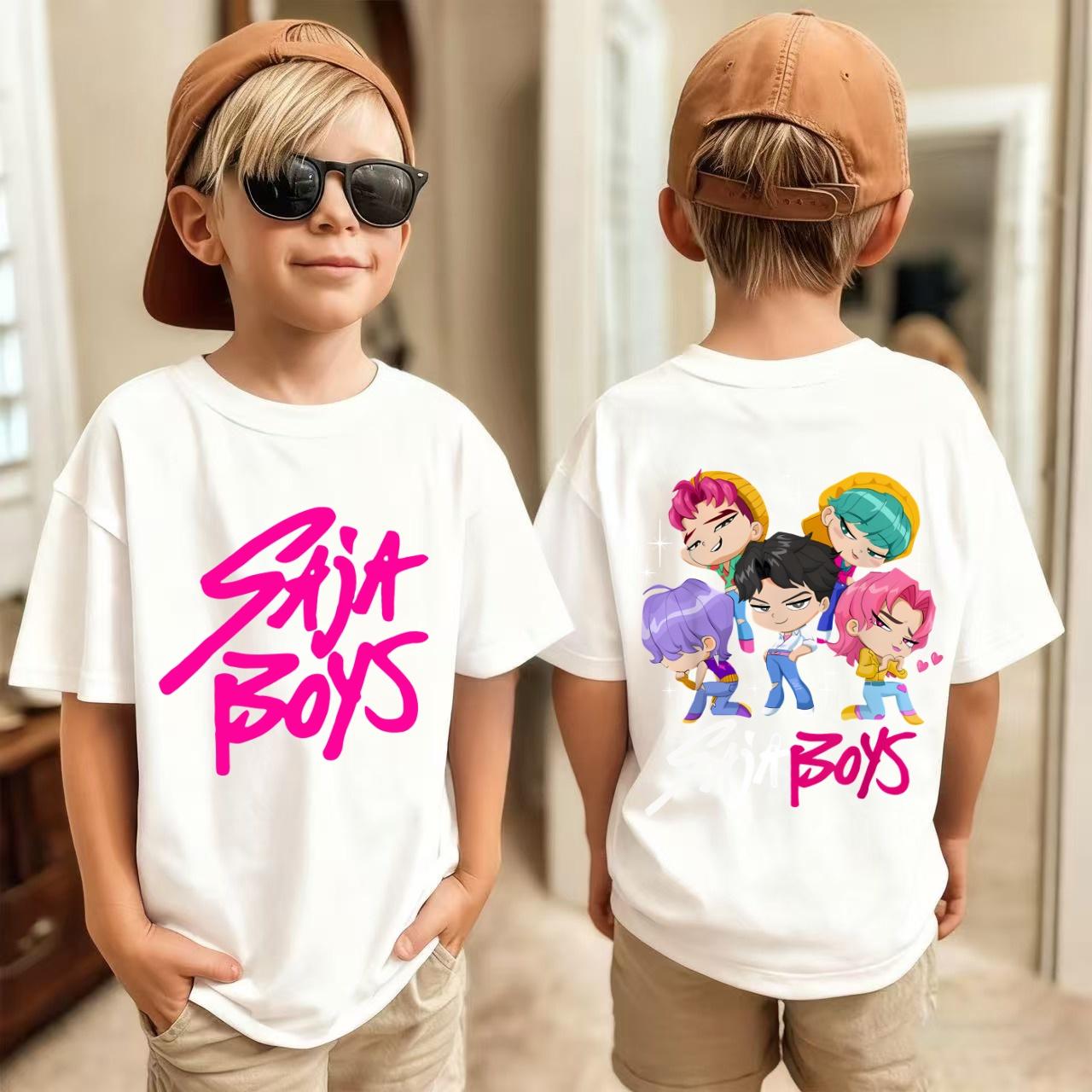 

Новая футболка для мальчиков Saja Band Kids Kpop Охотники на демонов Фильм Футболка для мальчиков и девочек Y2K Fashio Повседневная Дышащая Удобная Спортивная футболка 100