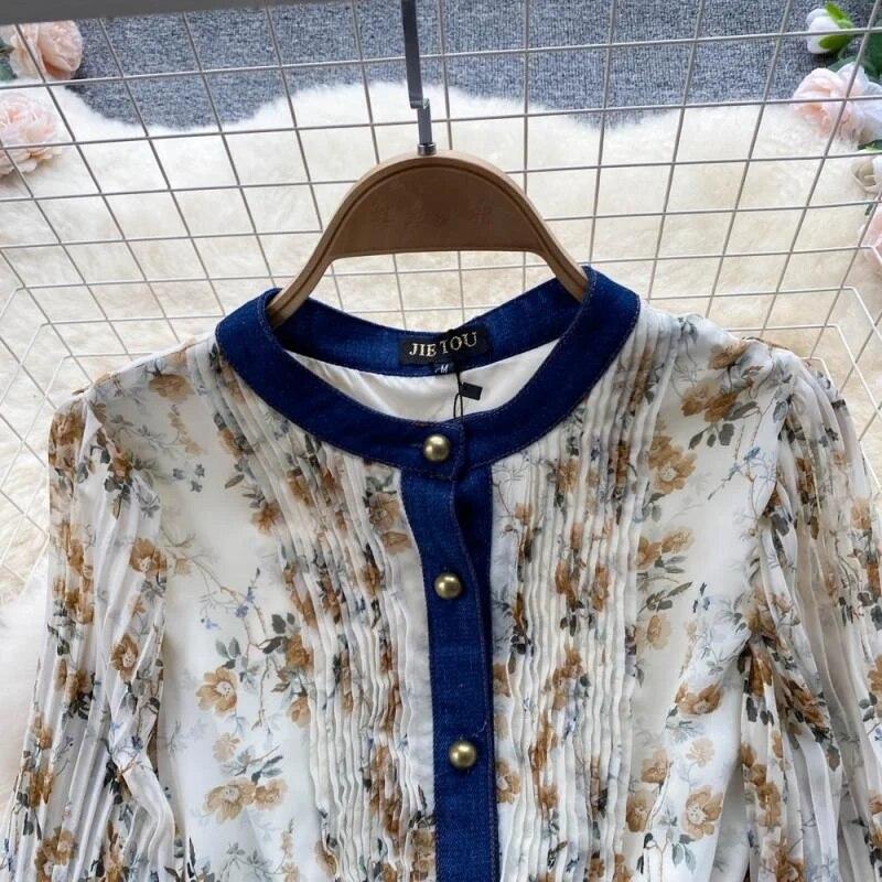Autumn Lace Vintage Fairy Dress Women Patchwork Elegant Party Midi Dress Female Bow Korean Fashion One Piece Floral Dress 2024