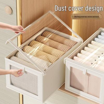 Cutie de depozitare pentru dulap din pânză Oxford cu capac, Organizator mare rezistent la praf pentru dormitor pentru haine