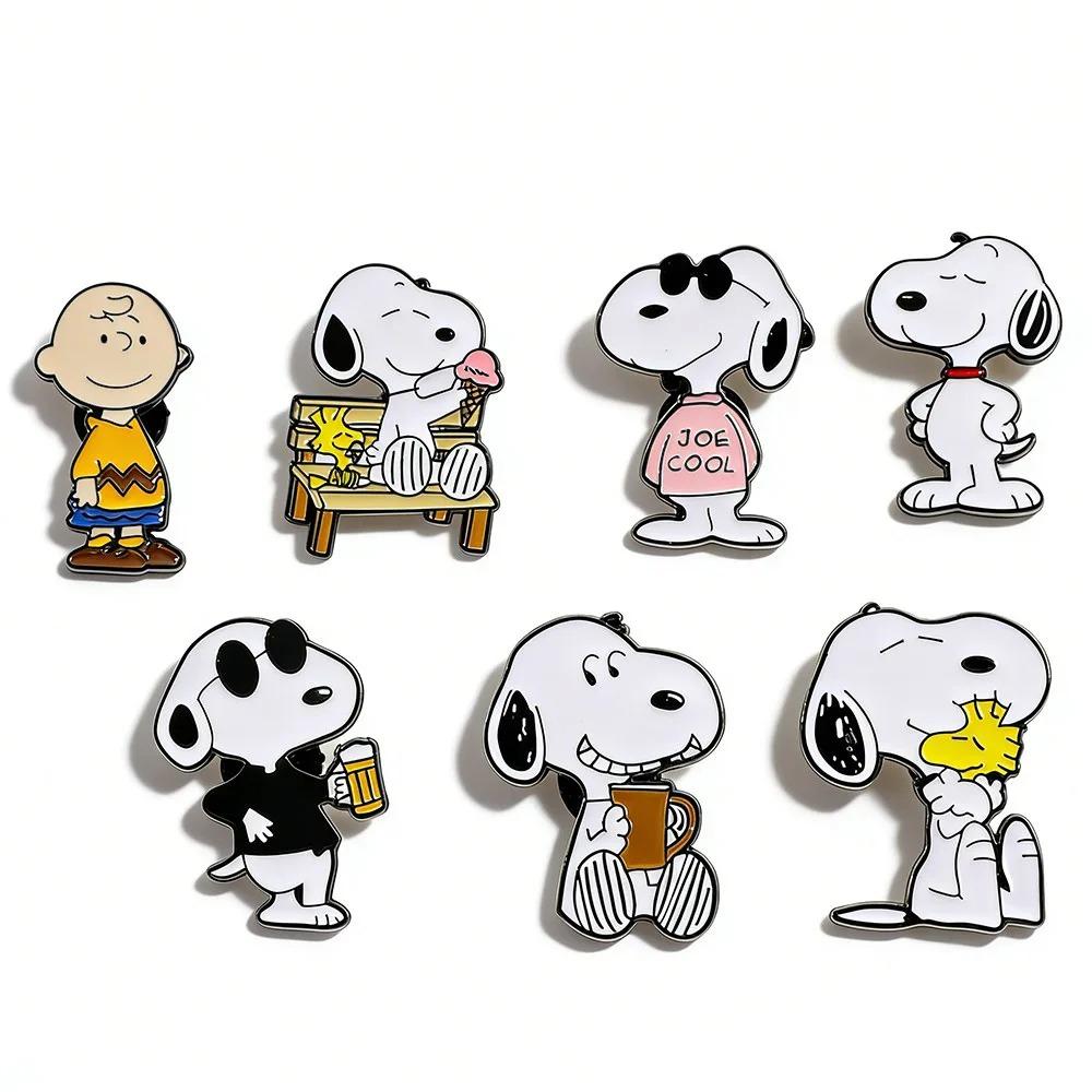 

7Pcs // Snoopy Enamel Pin Set Cartoon Charlie Brown Woodstock Brooch Lapel Pins For Backpack Clothes Badge Cute Fans Gift