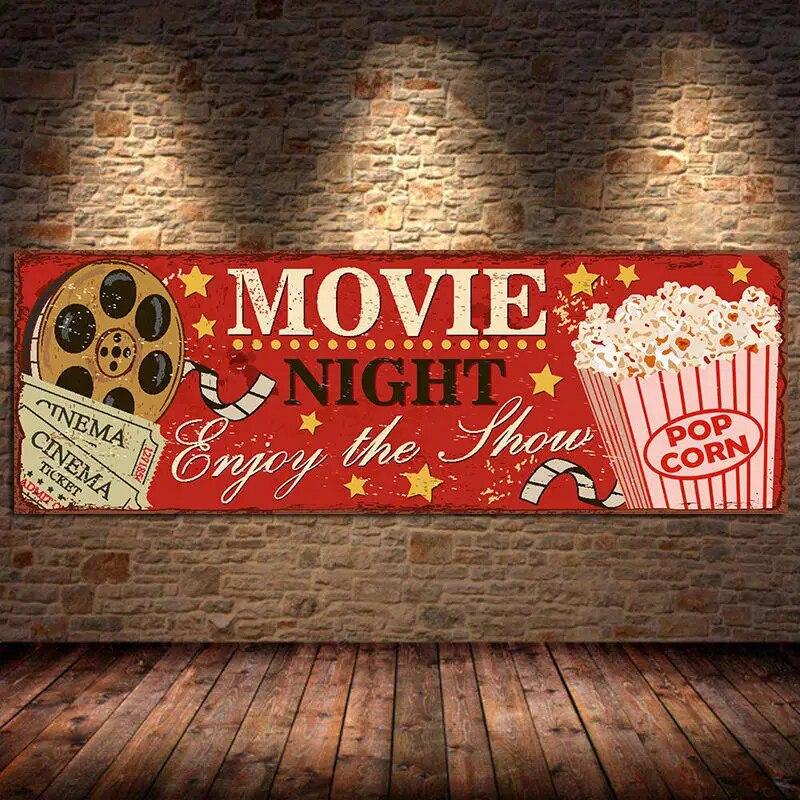 Vintage Cinema Sign Posters and Prints Cinema Wall Art Picture Retro Canvas Painting Home Movie Theatre for Living Room No Frame