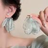 Chiffon Flower Pearl Stud Earrings: High-End 2025 Summer Style for Women