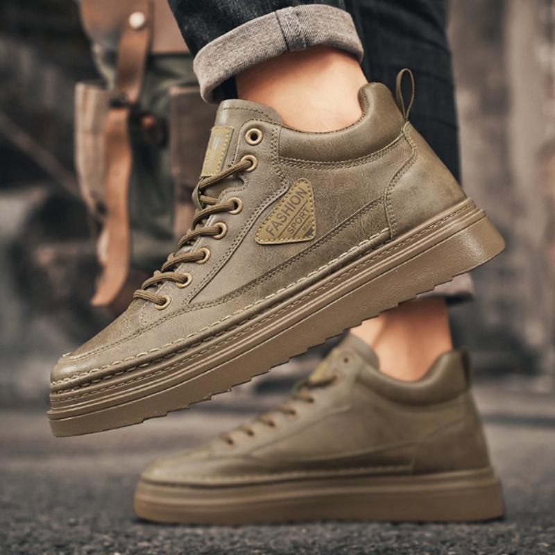 High-top Men Shoes Fashion British Style Men Ankle Boots Versatile Platform Casual Leather Shoes Designer High Quality Men Boots