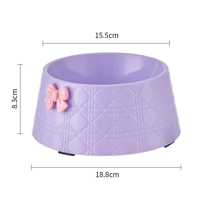 

1pc cat bowl pet bowl anti slip and anti knock dog bowl bow neck protection cat food bowl large capacity dog food utensil фиолетовый
