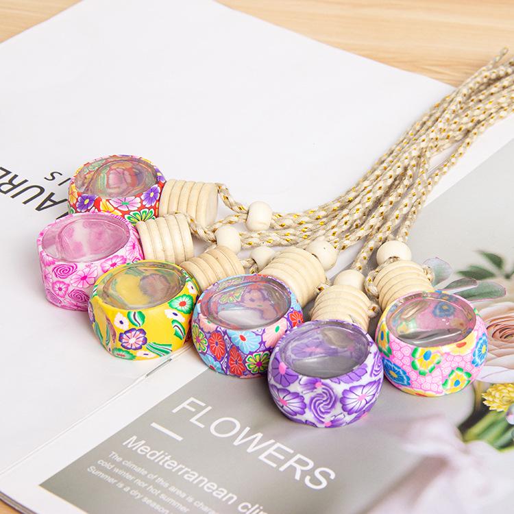 

Красочный шнурок для автомобильного парфюма: Подвеска с эфирным маслом и украшение из полимерной глины Five-Line Cap - Shoelace Flat Round