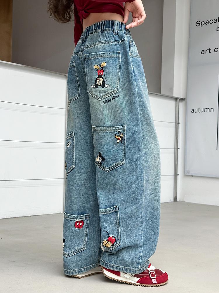 Mädchen Cartoon Straight Leg Wide Jeans - Frühling/Herbst 2025 Kollektion für große Kinder