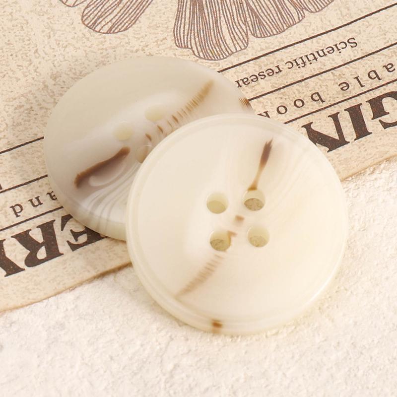 Versatile Beige Resin Coat Buttons: Summer Wear Woolen Round Four-Hole Design for Men and Women