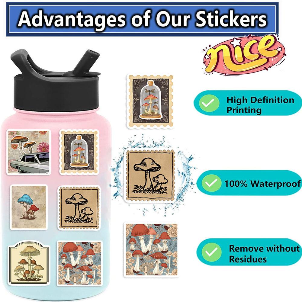 50 Cartoon New Style Retro Mushroom Graffiti Stickers Decorate Guitar Notebook Suitcase DIY Waterproof