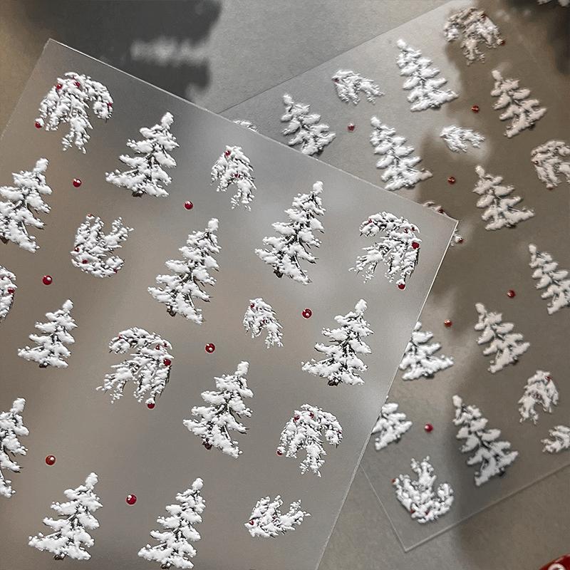 Geprägte Weihnachtsbaum-Nagelkunst-Aufkleber 2025 Neu Einfache Weiße Polka-Dot-Nagelaufkleber Weihnachtsdekoration