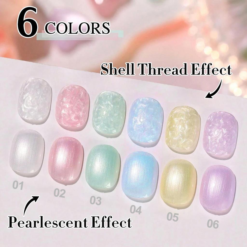 Mother of Pearl Gel Polish - Pearly Shell Swirl Nail Art Gel, UV/LED Curable for Salon & DIY Manicure