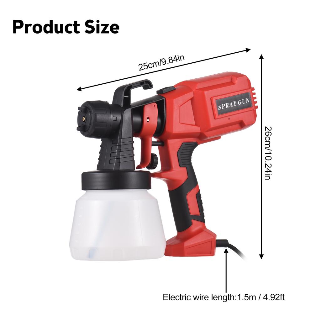 Paint Sprayer 550W High Power 3 Spray Patterns 800ml Container Easy To Clean Electric Paint Sprayer