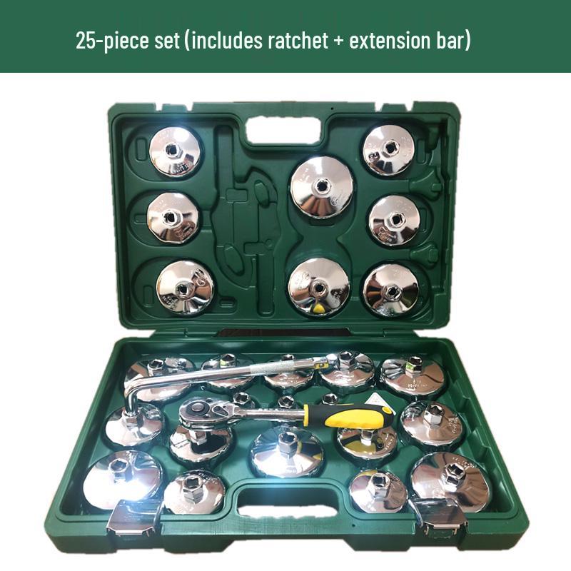 Steel Engine Oil Filter Wrench Set - Cap Style Auto Maintenance Tool