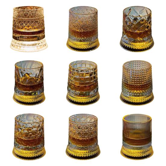 Rotating Whiskey Glass 360 Degree Spinning Lead-Free Tumbler for Bourbon 260ml Swirl Whiskey Glass Unique Gift for Men