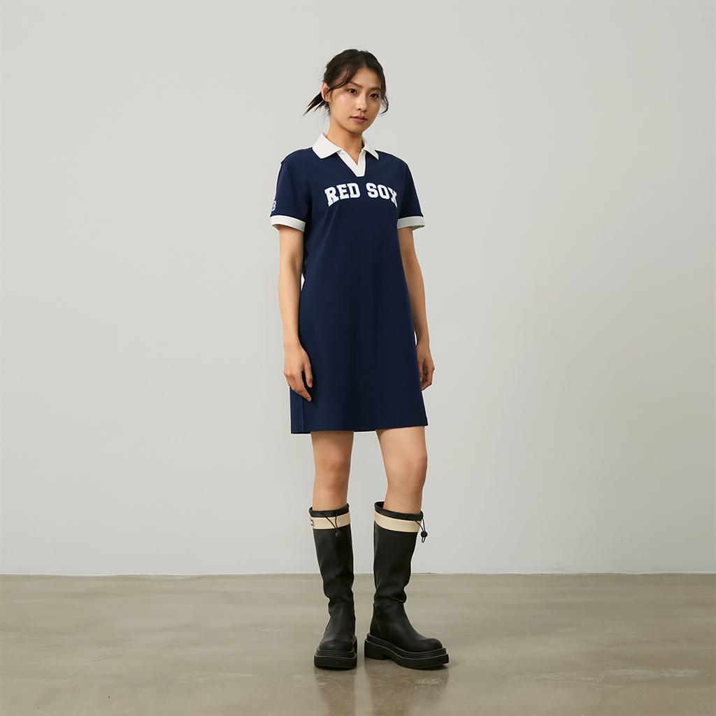 New MLB Short Sleeved Dresses Women's Marine Blue 3FOPV0143-43NYS
