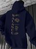American-style abstract minimalist men's hooded sweatshirt with gold thread print, perfect for casual everyday wear in autumn and winter.