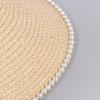 Imitation Pearl Empty Top Straw Hats For Women Casual Summer Beach Visor Caps Foldable Wide Large Brim Sun Uv Protection Caps
