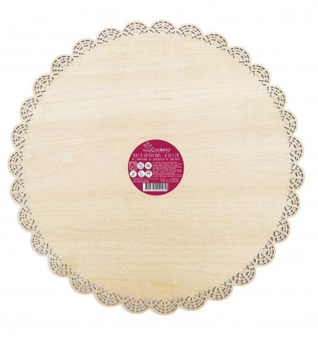 Support à gâteau rond dentelle en bois ø 29 cm