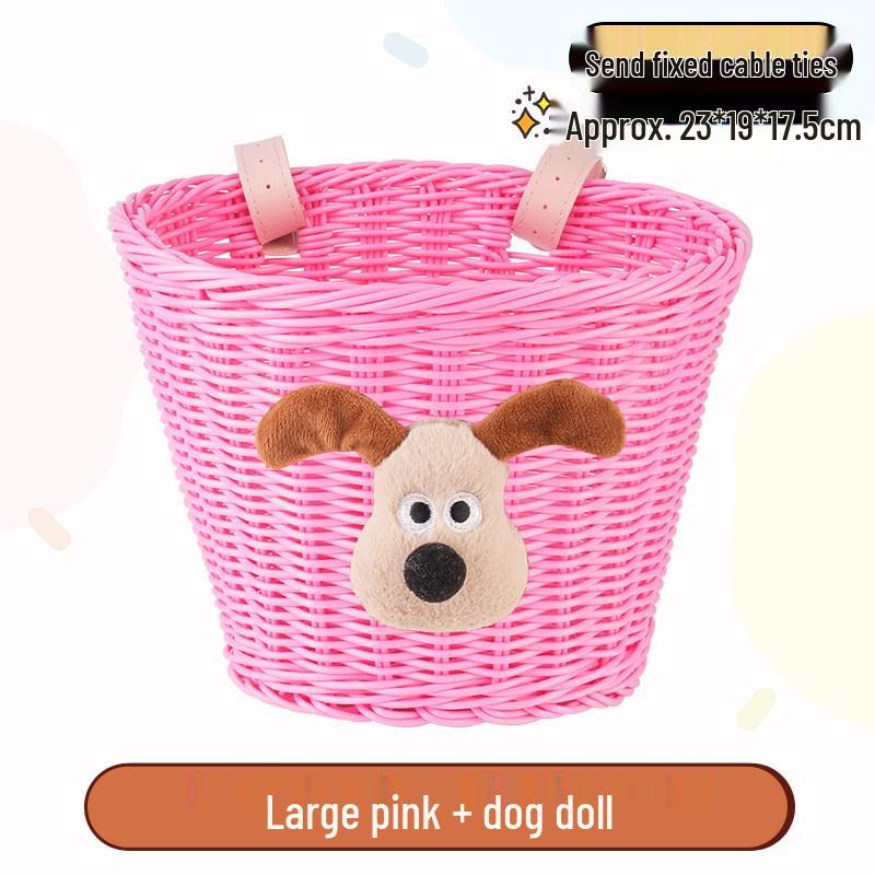 Retro Woven Front Basket for Children's Bicycles, Scooters, or Doll Strollers