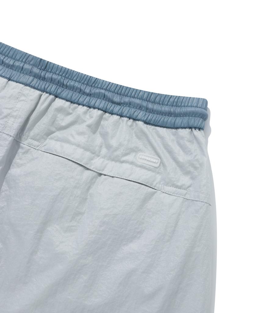Covernat Woman Silky Nylon Balloon Mini Skirt Light Gray