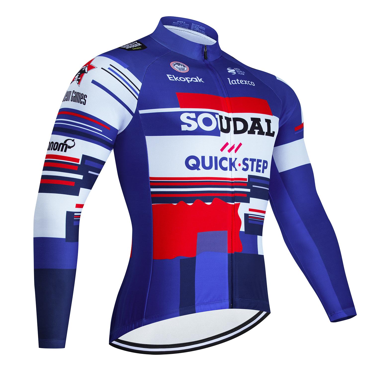 

QUICK STEP Team Autumn Cycling Jersey Men Long Sleeves Peo Cycling Clothing MTB Maillot Ropa Ciclismo Bike Sports Uniform 2XL пейна сірий колір