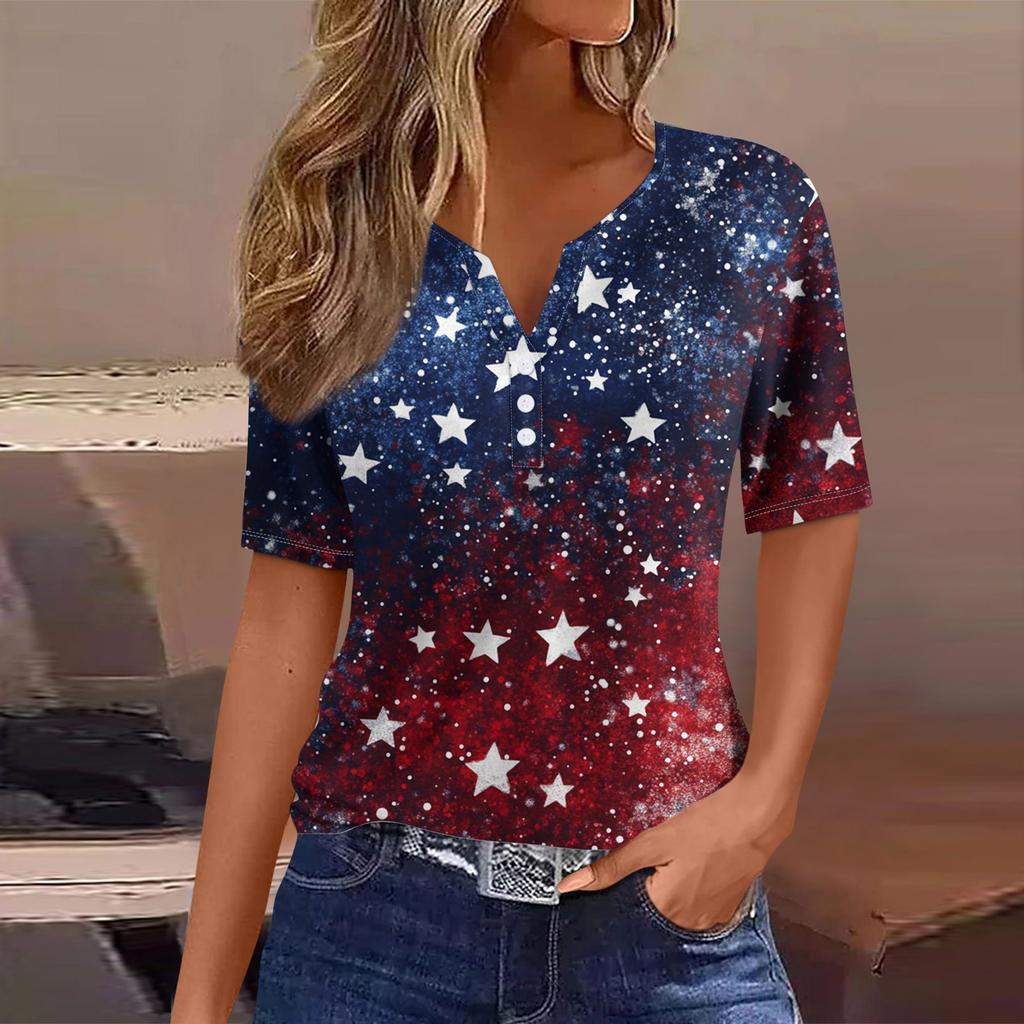 T-shirt da donna T-shirt con stampa Bottoni manica corta Quotidiano fine settimana Moda Basic scollo a V Top regolare