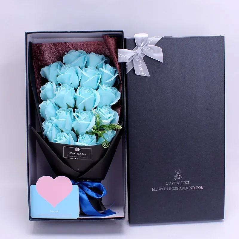 18pcs Romantic Valentine's Day Eternal Flower 18 Soap Rose Bouquet Gift Box Mother's Day Birthday Gift