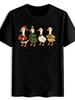 T-shirt Four Cartoon Duck Christmas Hat Print