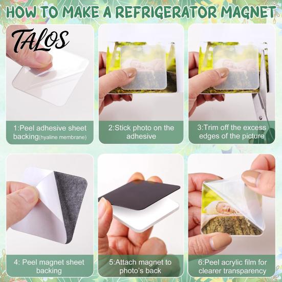 DIY Fridge Magnet Kit 10/20/50Pcs Kit, Clear Acrylic Magnetic Photo Frame with Adhesive Backing, Custom Picture Making Set for Crafts
