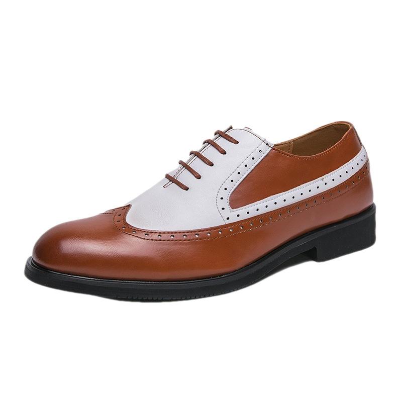 2025 New Foreign Trade Men's British Style Brock Leather Shoes Large Size Color Matching Men's Shoes Low-top Leather Shoes