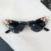 Luxury Large Frame Cat Eye Fashion Glasses for Women Men, and Luxurious Party Glasses with Rhinestone