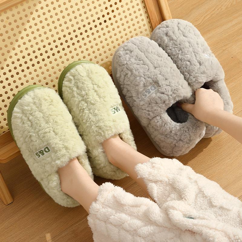 Cotton slippers autumn and winter bags and home indoor household thick-soled non-slip warm wool cotton shoes winter