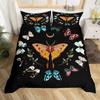 Butterfly And Death Moth Duvet Cover Queen Gothic Skull Flower Star Sky Moon Bedding Set Polyester Boho Exotic Black Quilt Cover