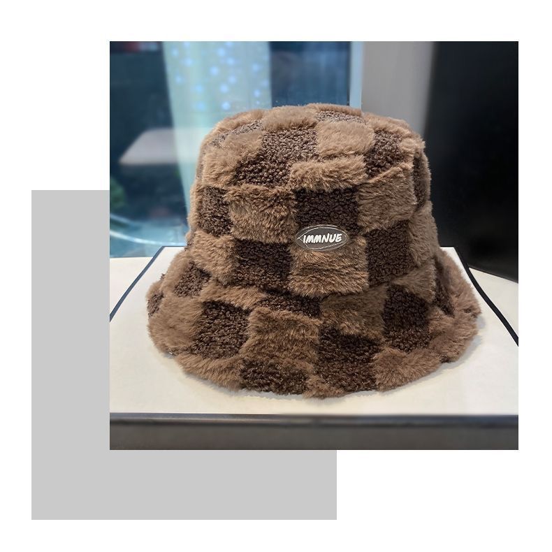 New Basin Hat Women's Autumn and Winter Versatile Lamb Wool Warm Bucket Hat Fashionable and Cute Plush Lion Hat