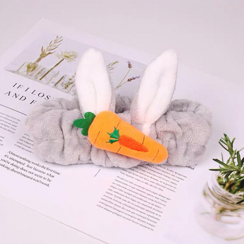 Custom Logo OMG Bowknot Wash Face Hairband Rabbit Cat Ear Cute Plush Lady Soft Women Elastic Hair Band Flannel Make up Headbands