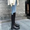 Cowhide version~ Genuine leather but knee boots women's thick-soled thick heel side zipper straight high boots slim knight boots
