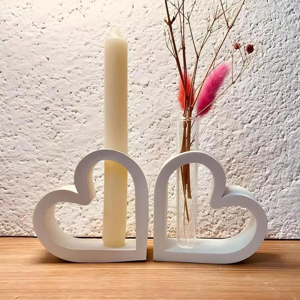 1pcs Silicone Molds for Heart-Shaped Vases, Casting Silicone Molds for Vases, Heart-Shaped Vase Trays, Decorative Casting Molds