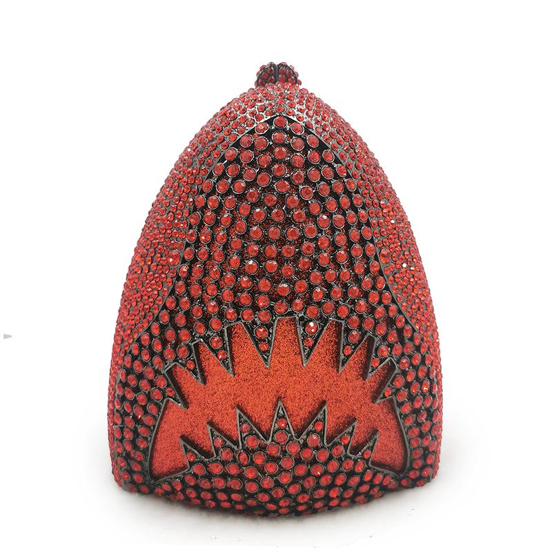 

Shark Shape Diamond Women Clutch Bag New Arrival Blue/Red/Gold 5 Colors Lady Rhinestone Crystal Shoulder Handabgs Chain Wedding 19cmX10cmX5cm красный