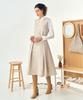 Pelimela Twill Two-Piece Long Dress Belt Set (Beige)