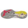 Mizuno Wave Fang 2 Badminton Shoes, One-Piece Model, Fit, Grip, Stability, and Resilience, Hard Hitting, White/Pink/Yellow, Size 22.5 Cm, 2E