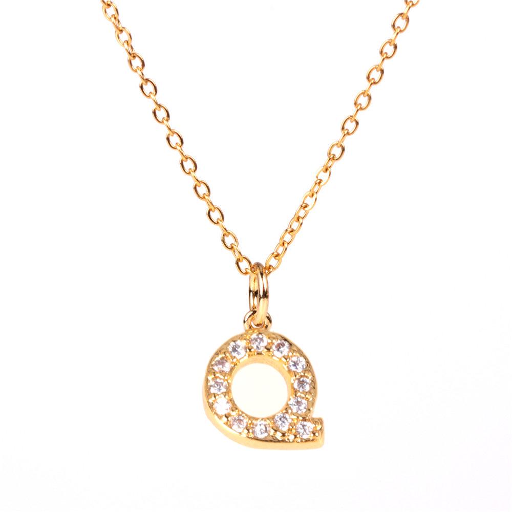 New Diamond Clavicle Necklace with 26 Alphabet Pendants - Stylish European and American Jewelry