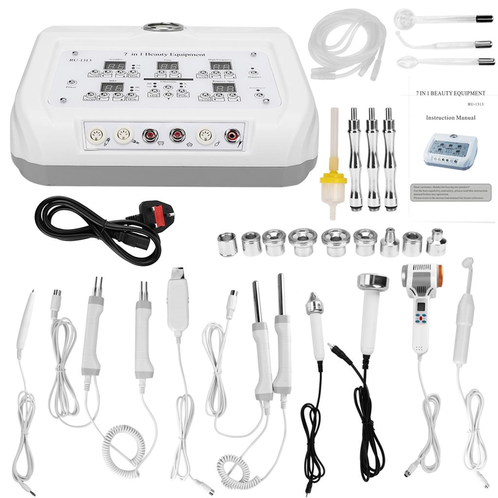 7 IN 1 Beauty Machine Microdermabrasion BIO Hot Cold Hammer Face Skin Beauty InstrumentUK Plug 220V