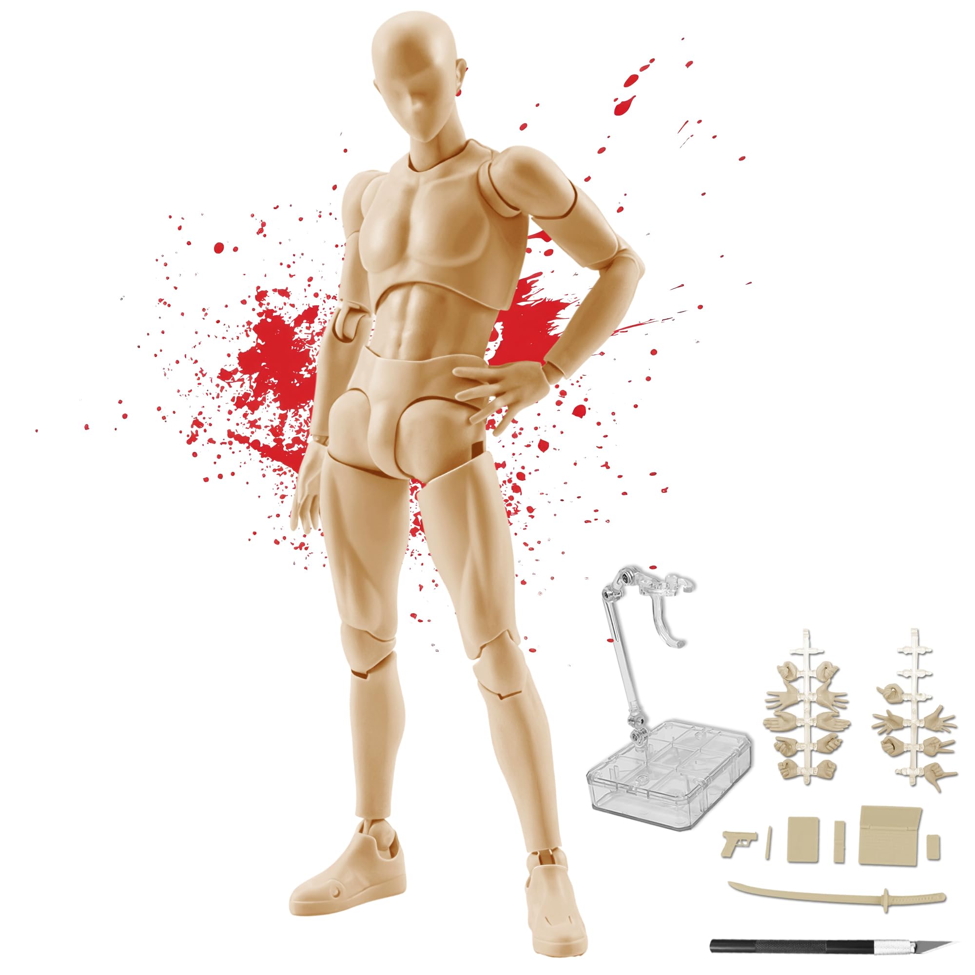 

CHALAN Drawing 30 Moveable Drawing Drawing Full Body Character Male and with Drawing Changeable Male Skin Tone Doll, Manga, Joints, Model, Figure,