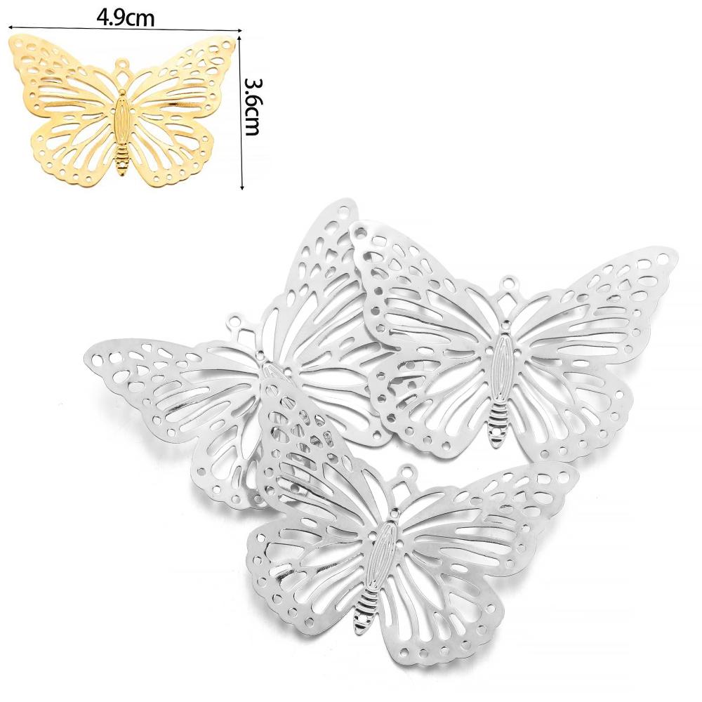 20/30Pcs Butterfly Filigree Wraps Metal Charm Pendant Connectors Crafts for DIY Jewelry Making Accessories Supplies