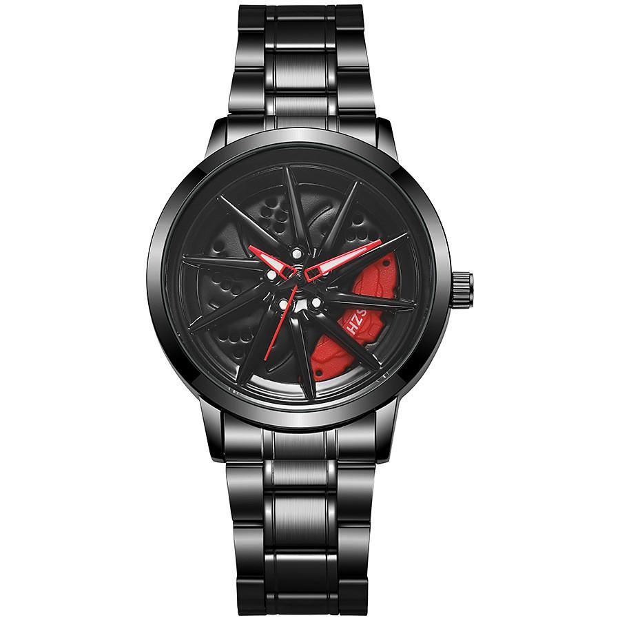 Sportwagenfelgen-Design Herren-Quarz-Uhr mit drehbarem Zifferblatt für Modebegeisterte
