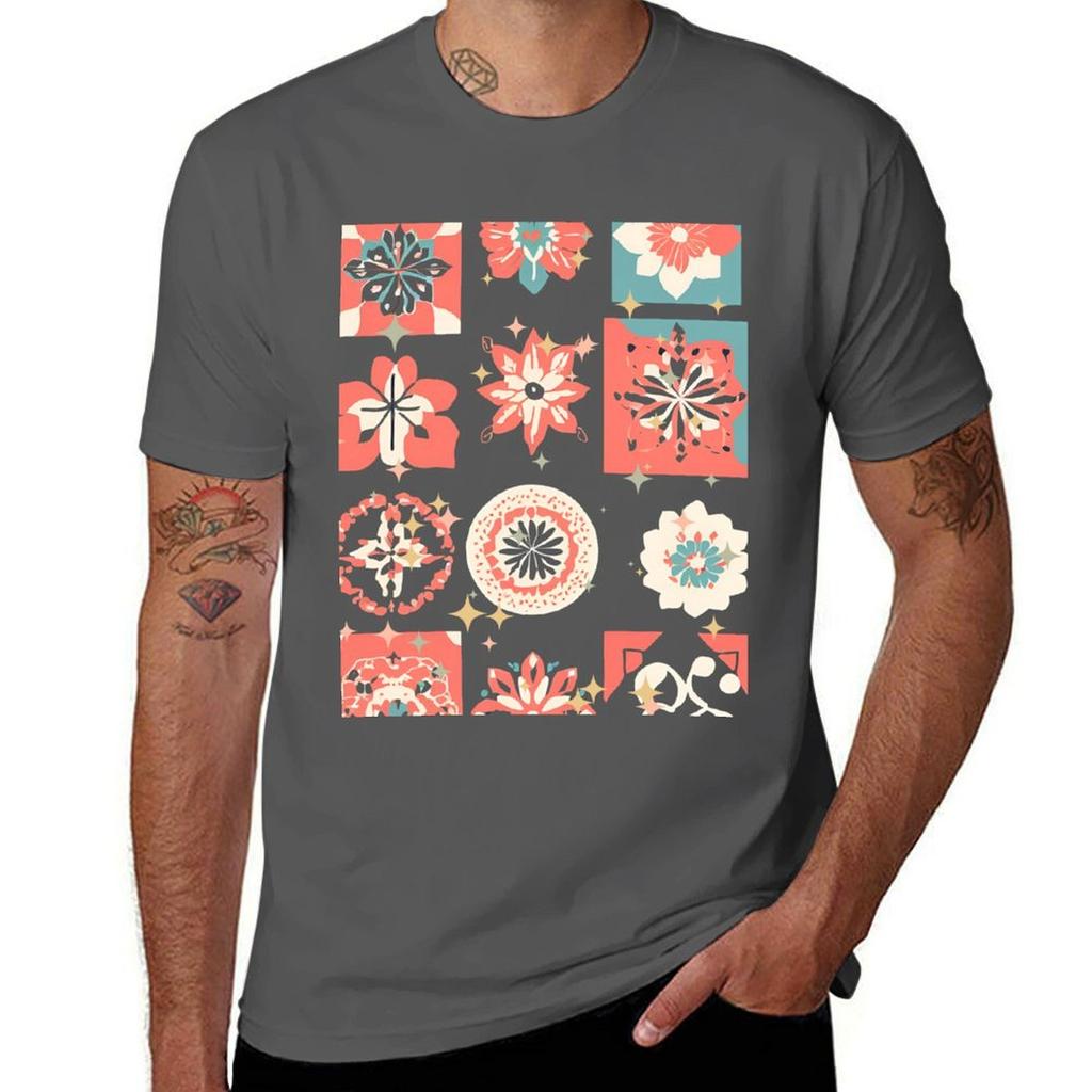 Stars And Floral Pattern Tshirt Heavy Duty Casual Work Tee Tshirt
