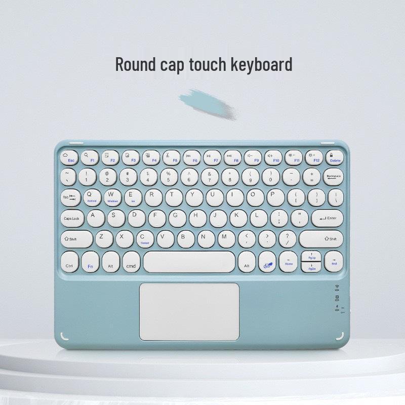 Compatible Bluetooth Keyboard with Magnetic Attachment for iPad, Huawei Phone, and Tablets - Round Key, Touch, and Wireless Charging Features